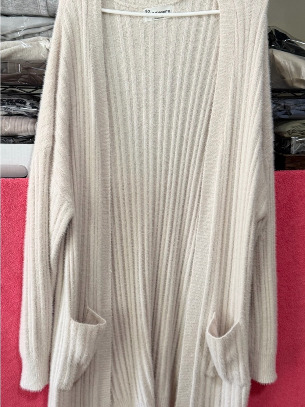 No Boundaries Cream Ribbed Longline Open Cardigan